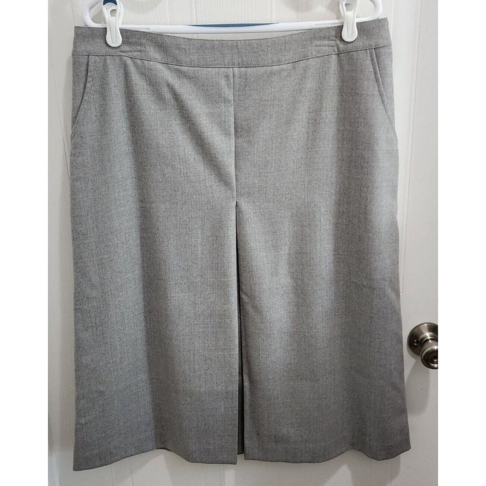 NEW Pendleton Women's Midi Pleated Front Skirt Gray 100% Virgin Wool Size 14P